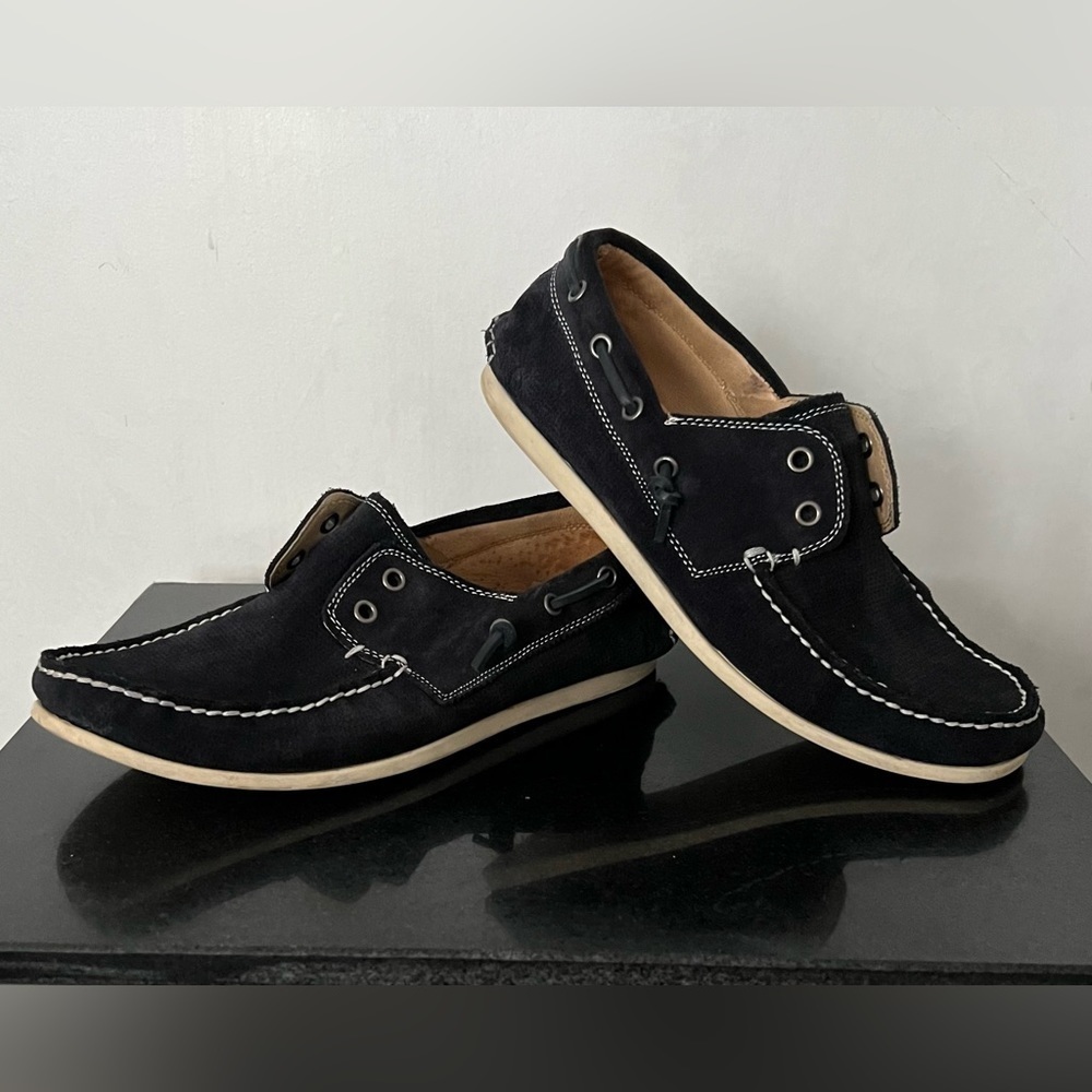 John Varvatos Schooner Laceless Suede Boat Shoes​​​​​​​​​​​​​​​​